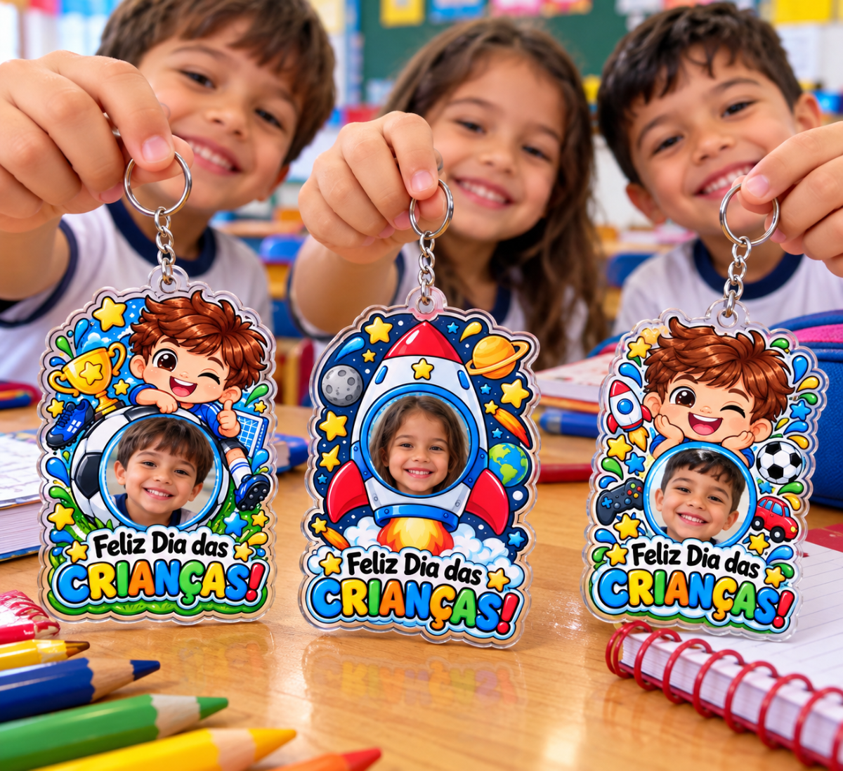 Chaveirinhos Personalizados — Dia das Crianças | Editável no Canva — Atividades para Educação Infantil: Surpreenda as…