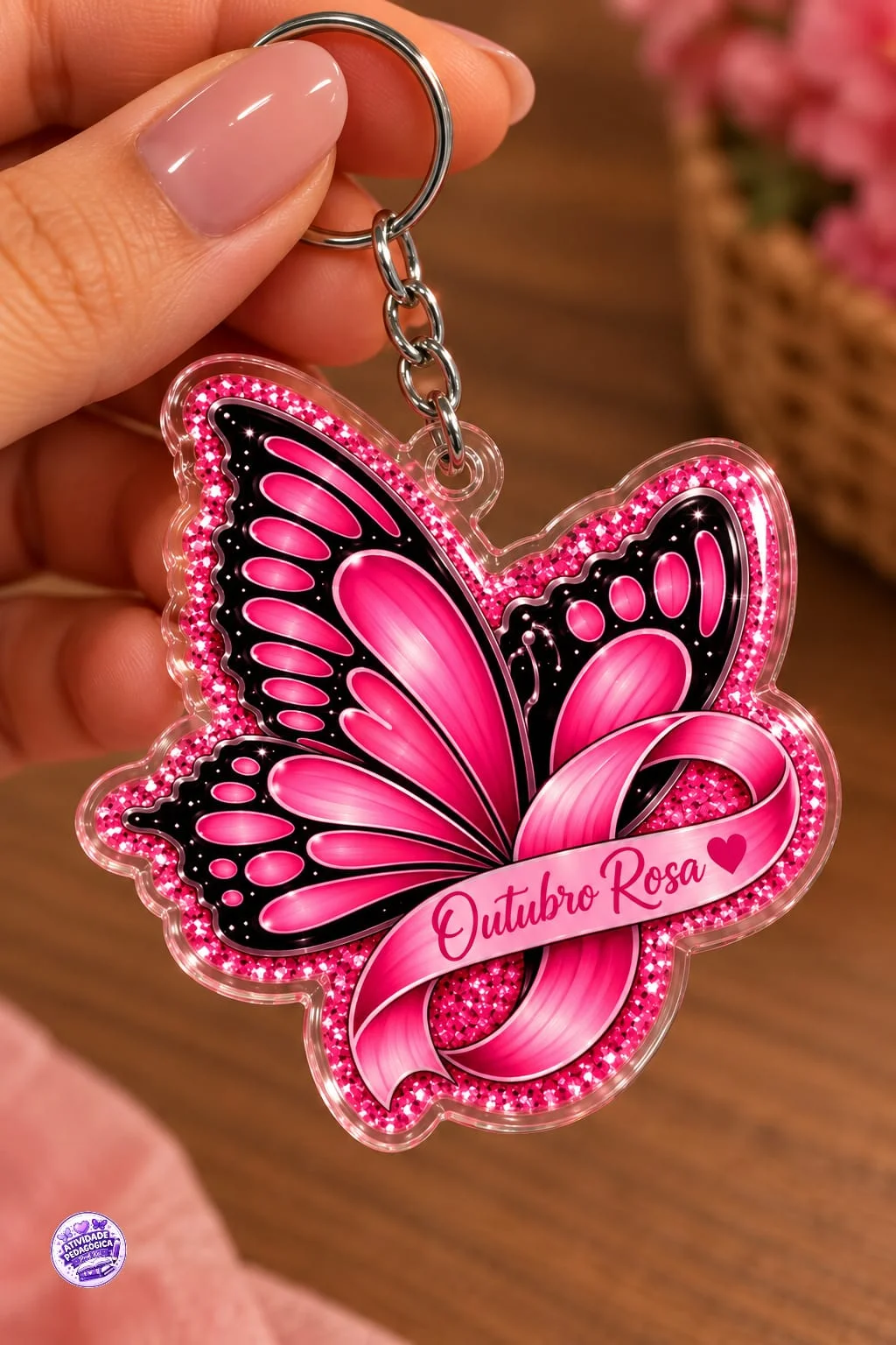 CHAVEIRO BORBOLETA — OUTUBRO ROSA 💗 — capa do material