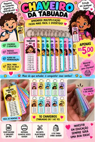 CHAVEIRO DA TABUADA -ENSINO FUNDAMENTAL — capa do material