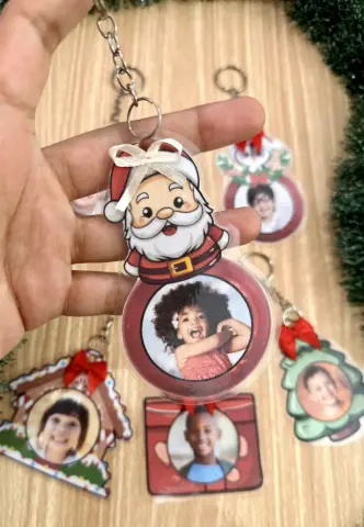Chaveiros de Natal Personalizados com Foto – 6 Modelos para Imprimir — amostra 1: Arquivo digital com 6 modelos de…