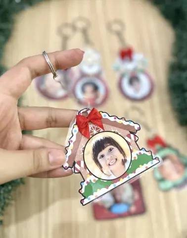Chaveiros de Natal Personalizados com Foto – 6 Modelos para Imprimir — amostra 2: Arquivo digital com 6 modelos de…