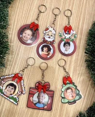 Chaveiros de Natal Personalizados com Foto – 6 Modelos para Imprimir — amostra 3: Arquivo digital com 6 modelos de…
