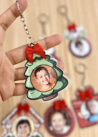 Chaveiros de Natal Personalizados com Foto – 6 Modelos para Imprimir — amostra 4: Arquivo digital com 6 modelos de…