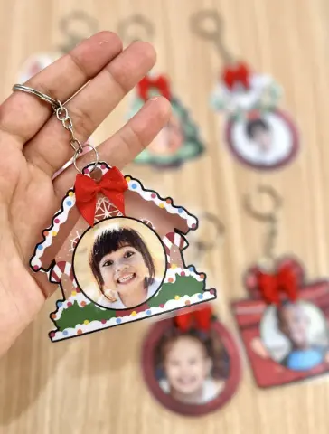 Chaveiros de Natal Personalizados com Foto – 6 Modelos para Imprimir — amostra 5: Arquivo digital com 6 modelos de…