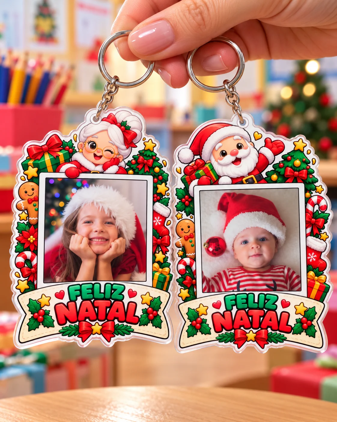 CHAVEIROS DE NATAL PERSONALIZADOS - MODELO POLAROID — amostra 1: Deixe o Natal ainda mais especial com lembrancinhas…