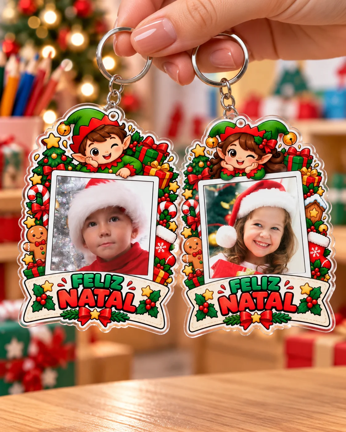 CHAVEIROS DE NATAL PERSONALIZADOS - MODELO POLAROID — amostra 2: Deixe o Natal ainda mais especial com lembrancinhas…