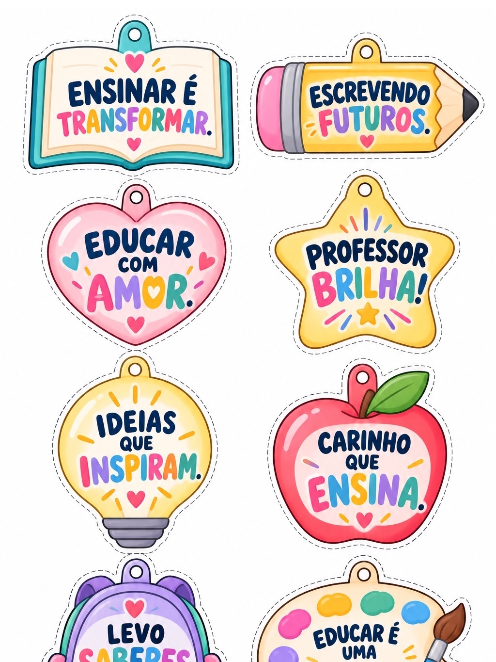 Chaveiros Dia dos Professores para Imprimir – 16 Modelos — amostra 1: 16 modelos de chaveiros do Dia dos Professores para…