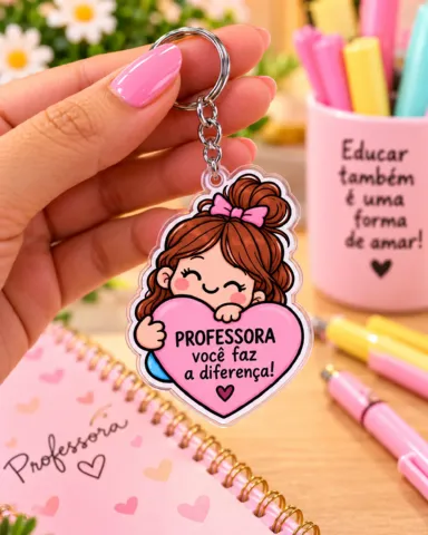 Chaveiros Dia dos Professores para Imprimir – 8 Modelos em PDF — amostra 6: Arquivo com 8 modelos de chaveiros para o Dia…