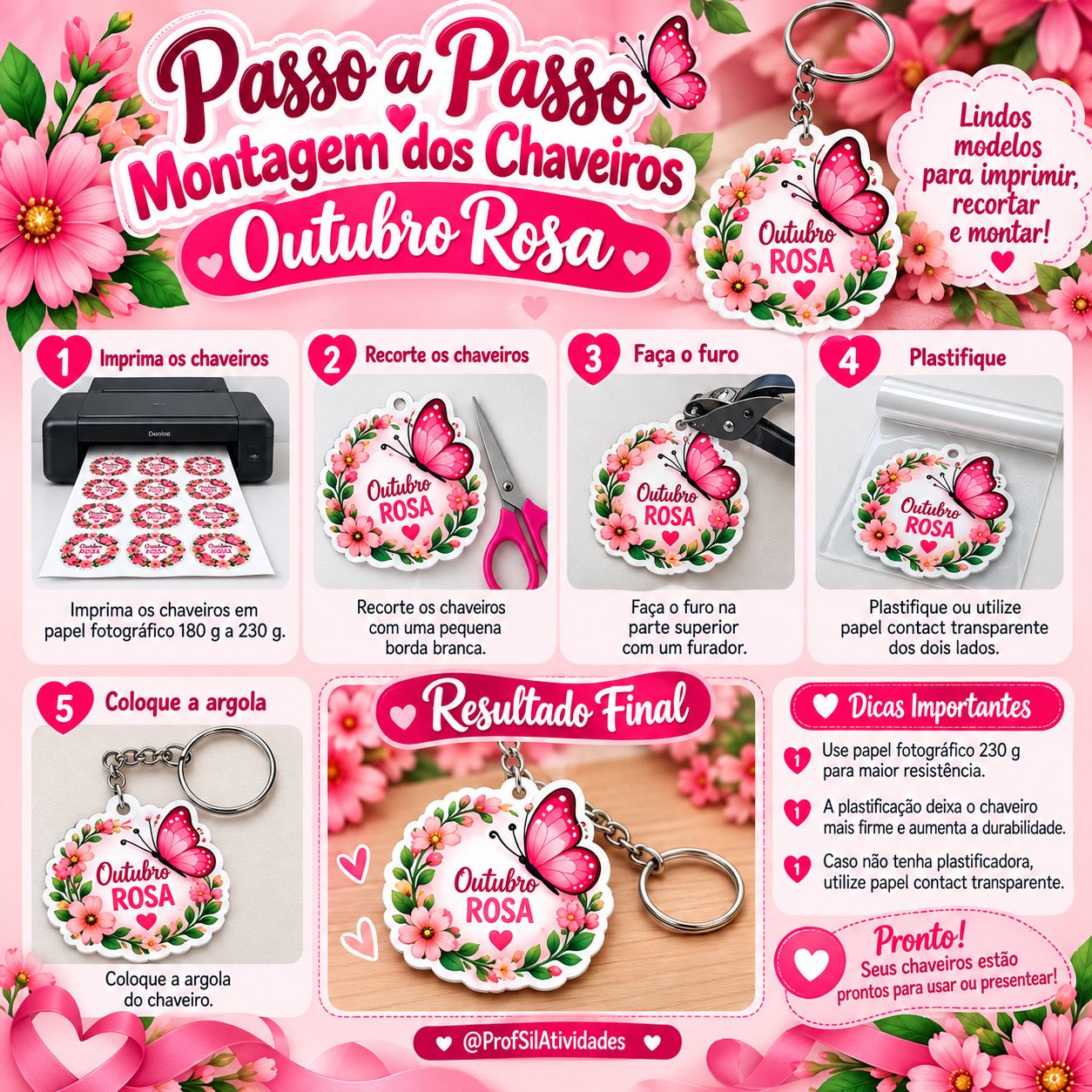 Chaveiros Outubro Rosa – Lembrancinhas para Imprimir — amostra 3: Lindos modelos de Chaveiros Outubro Rosa para imprimir,…