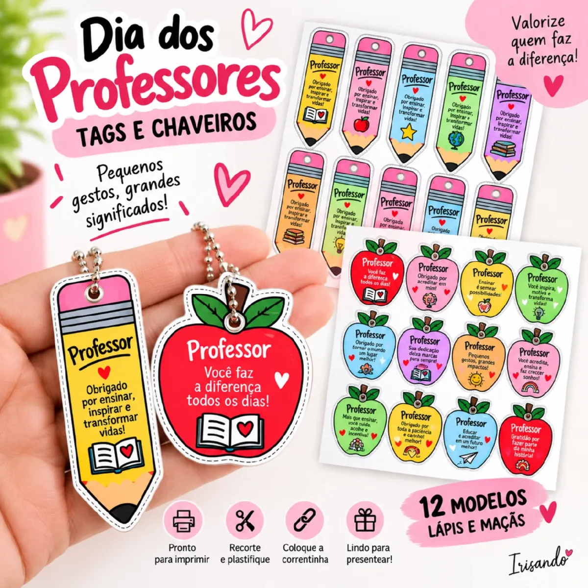 🎁 CHAVEIROS PARA PROFESSORES – 22 MODELOS PARA HOMENAGEAR COM CARINHO — Datas comemorativas para Todas as séries: Tags e…