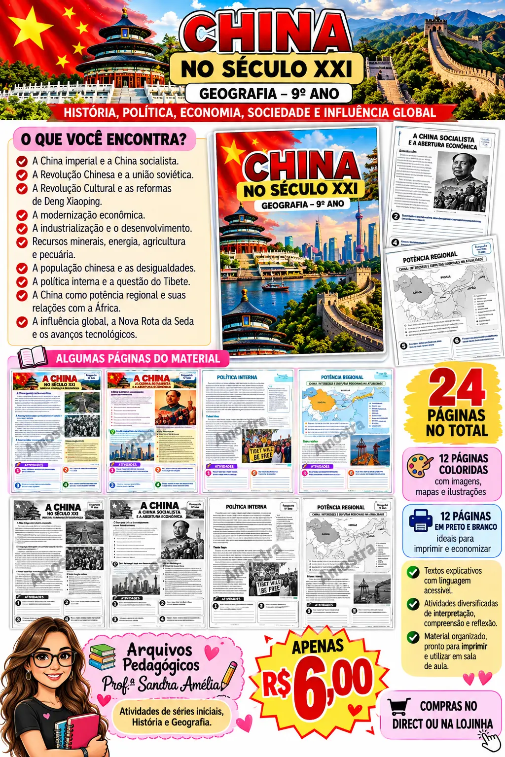 🌏🇨🇳 CHINA NO SÉCULO XXI – GEOGRAFIA | 9º ANO 🇨🇳🌏 — Geografia para Fundamental II (6º–9º): Transforme suas aulas de…