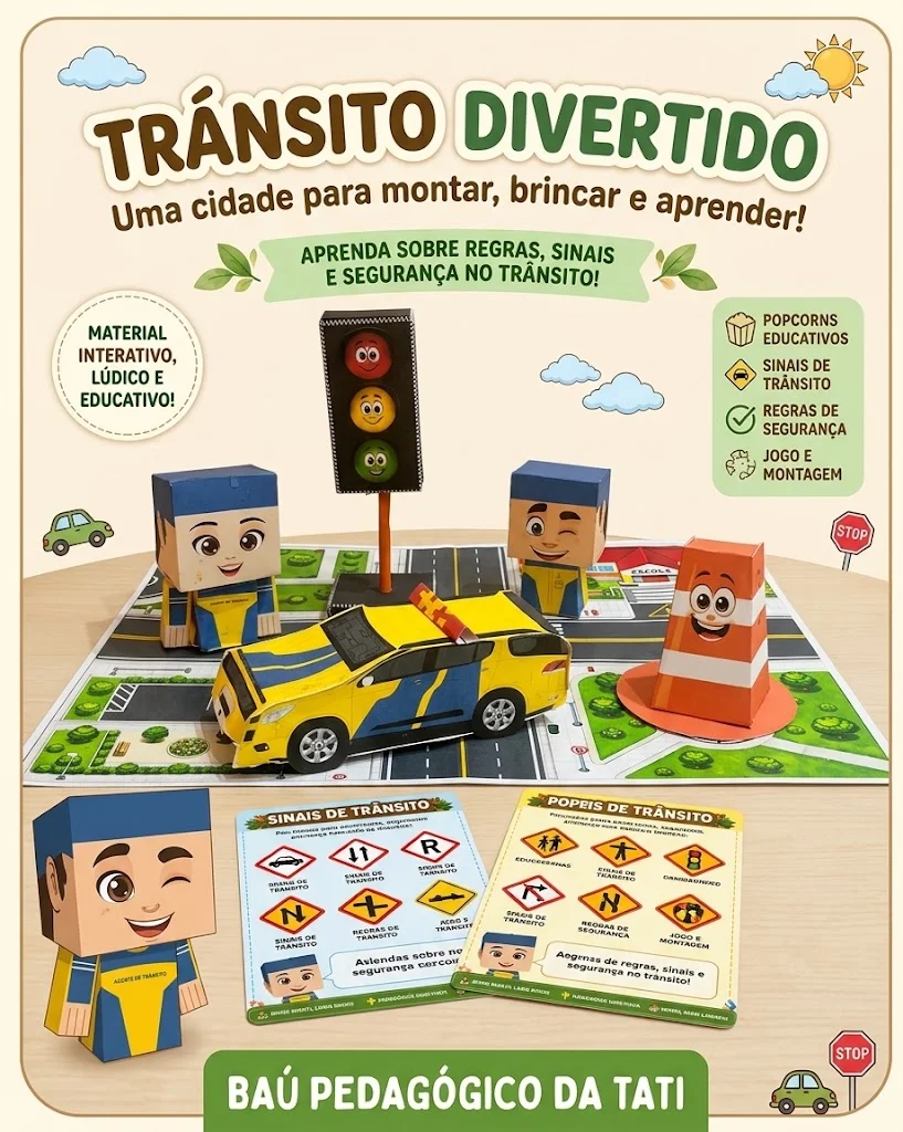 Cidade do Trânsito: Jogo Educativo para Aprender Brincando — amostra 1: Jogo educativo sobre trânsito para montar cidade,…