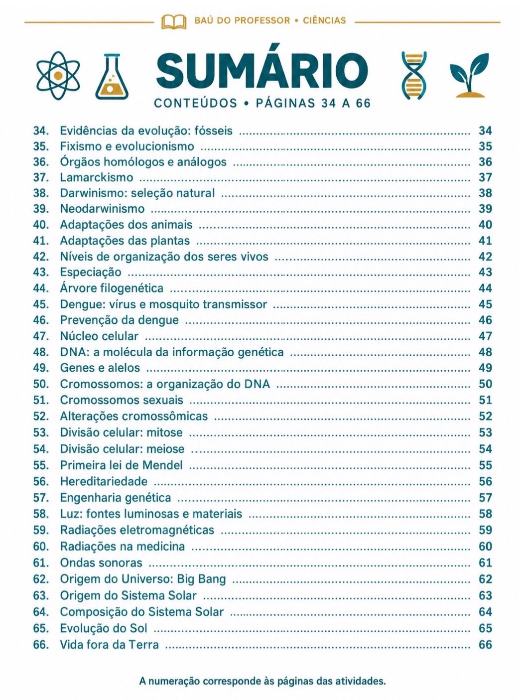 Ciências 9º Ano: Atividades Adaptadas para AEE em PDF — 66 Páginas — amostra 2: Caderno de Ciências com 66 páginas de…