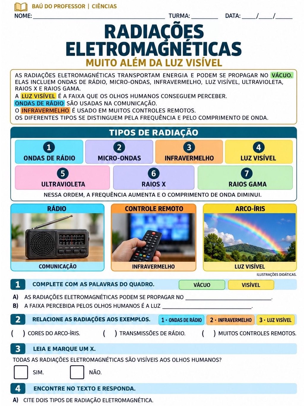 Ciências 9º Ano: Atividades Adaptadas para AEE em PDF — 66 Páginas — amostra 7: Caderno de Ciências com 66 páginas de…