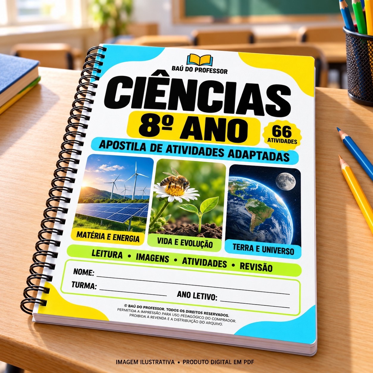 Ciências Adaptadas 8º Ano: 66 Atividades em PDF com Gabarito — capa do material