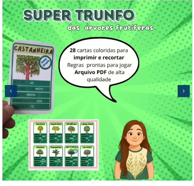 Ciências -árvores - jogo super trunfo das arvores frutíferas — amostra 1: Super Trunfo das Árvores Frutíferas – Um jogo…