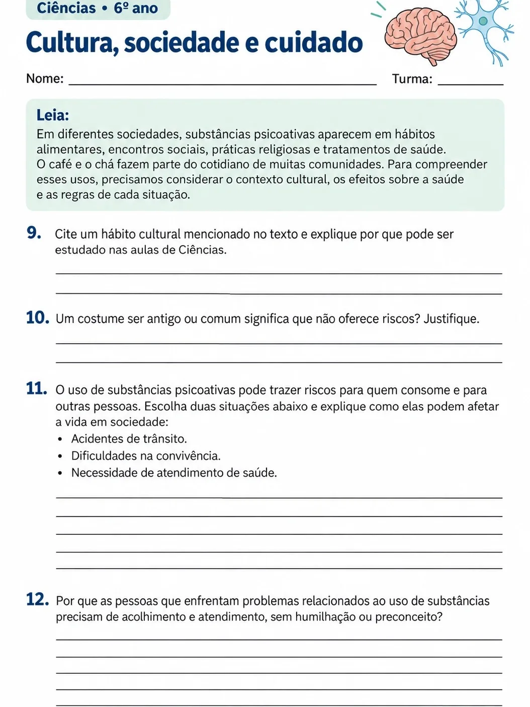 Ciências em Ação: Substâncias Psicoativas e Sistema Nervoso | 6º Ano — amostra 2: Caderno de Ciências para o 6º ano com…