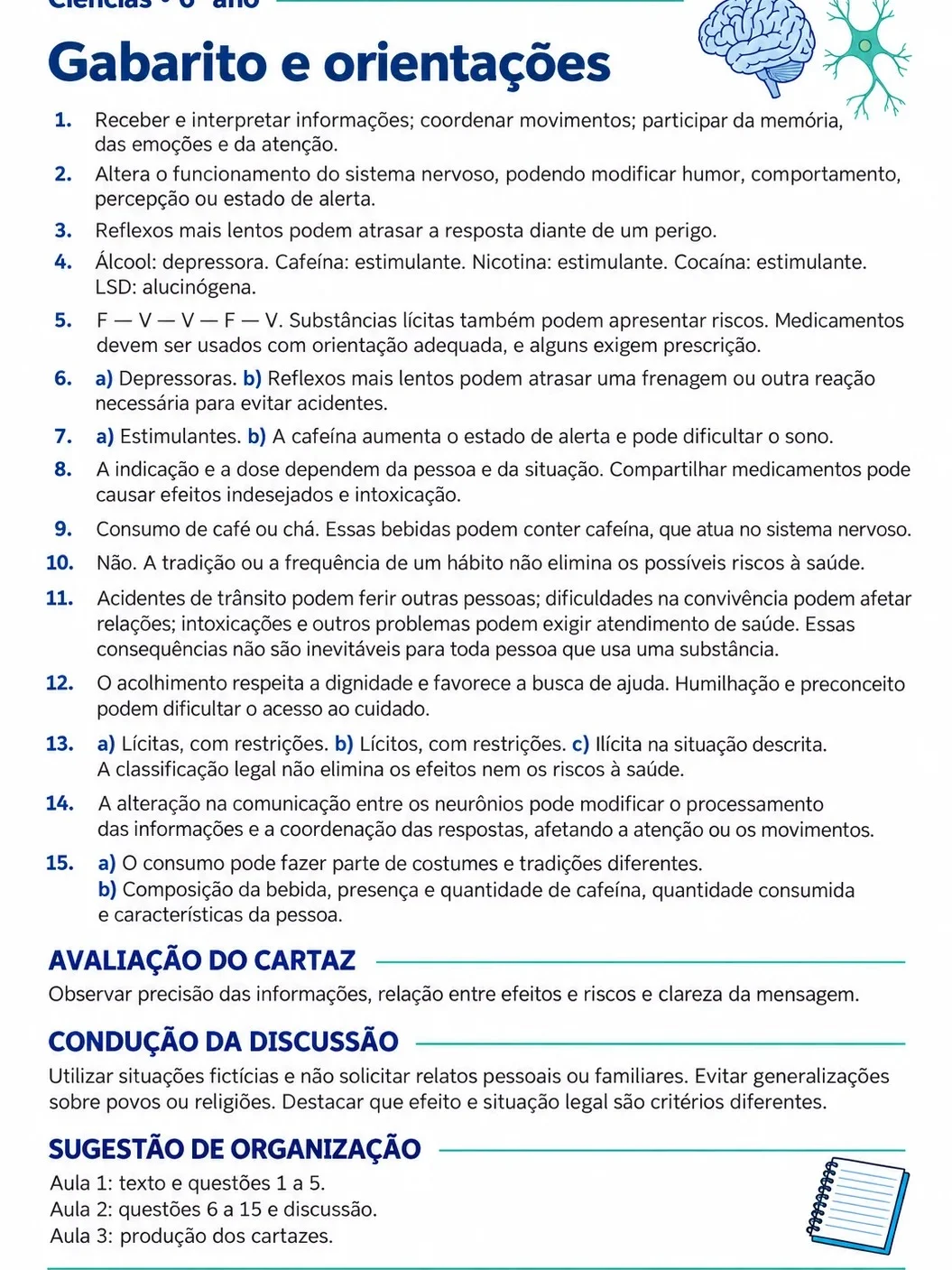 Ciências em Ação: Substâncias Psicoativas e Sistema Nervoso | 6º Ano — amostra 4: Caderno de Ciências para o 6º ano com…