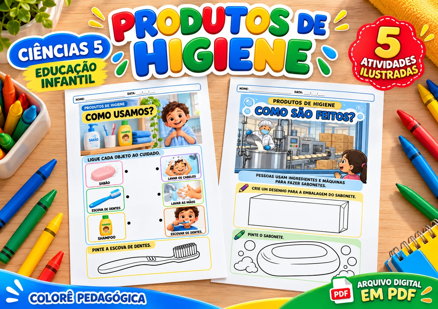Ciências Produtos de Higiene 5 Atividades Educação Infantil — amostra 2: Conheça os produtos de higiene e suas utilidades…