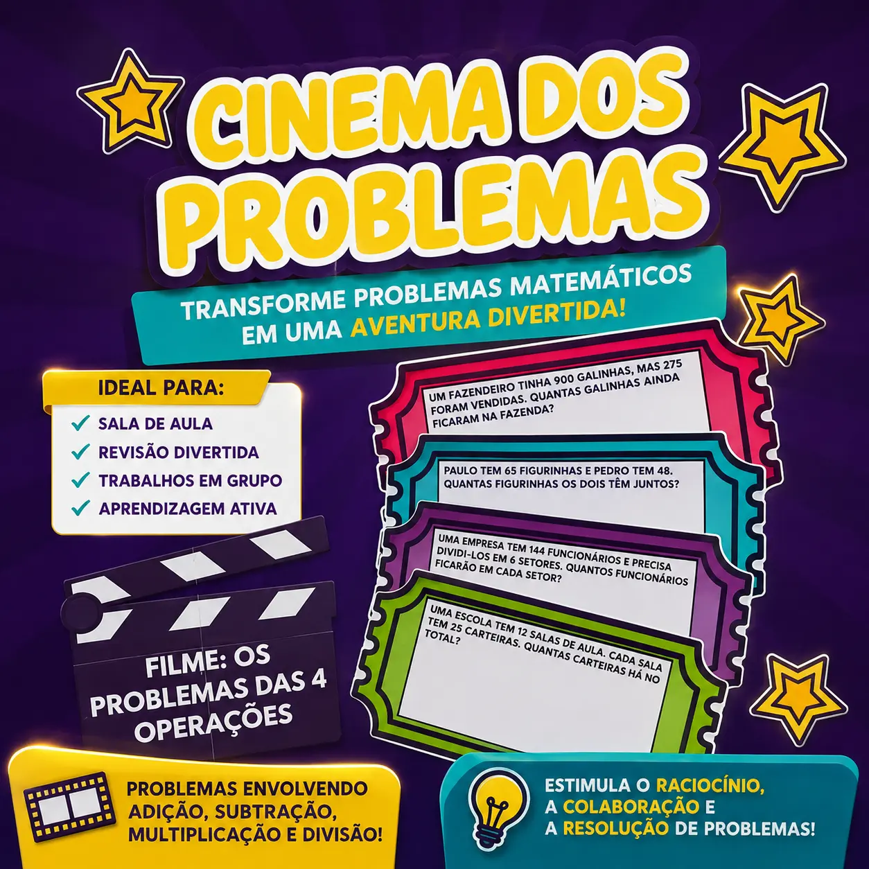 CINEMA DOS PROBLEMAS - ATIVIDADE DE ALFABETIZAÇÃO MATEMÁTICA — capa do material