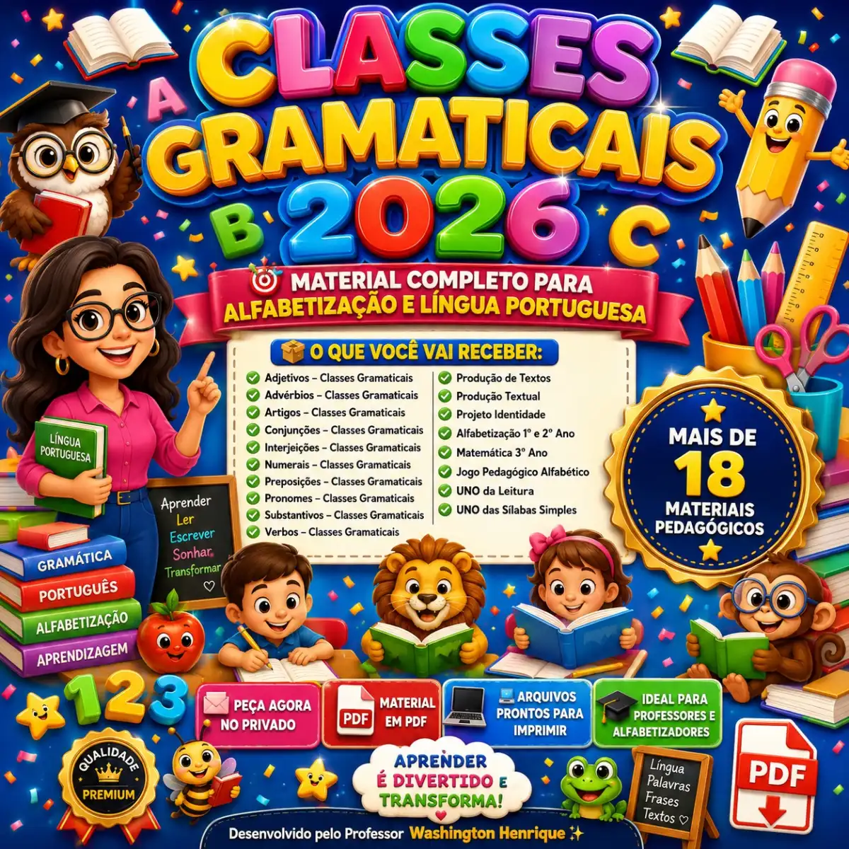 Classes Gramaticais Anos iniciais do Ensino Fundamental (1º ao 5º Ano) — Apostilas para Todas as séries: Materiais…