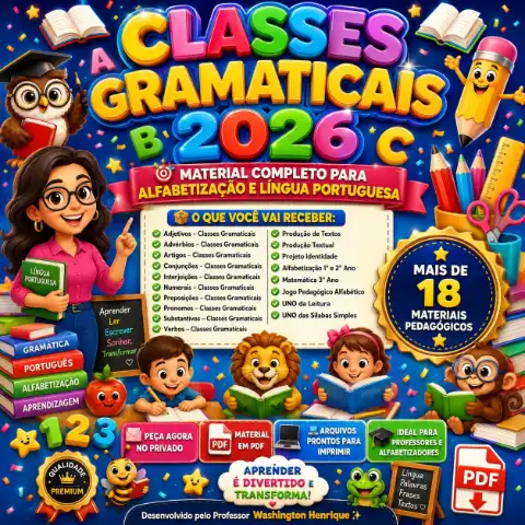 Classes Gramaticais Anos iniciais do Ensino Fundamental (1º ao 5º Ano) — capa do material