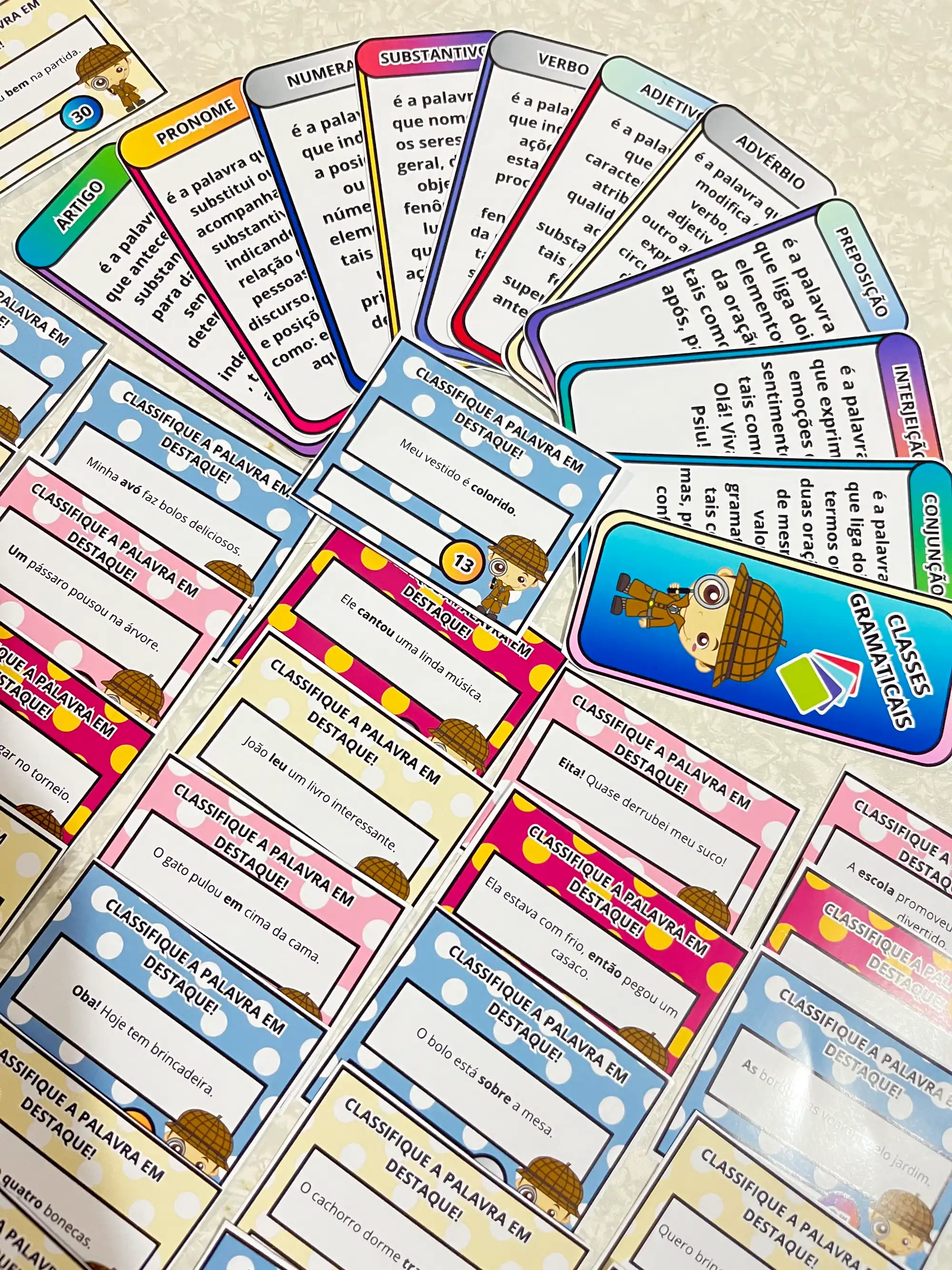 Classes Gramaticais – Jogo Pedagógico com 30 Desafios e Gabarito — amostra 1: Recurso pedagógico sobre Classes Gramaticais…
