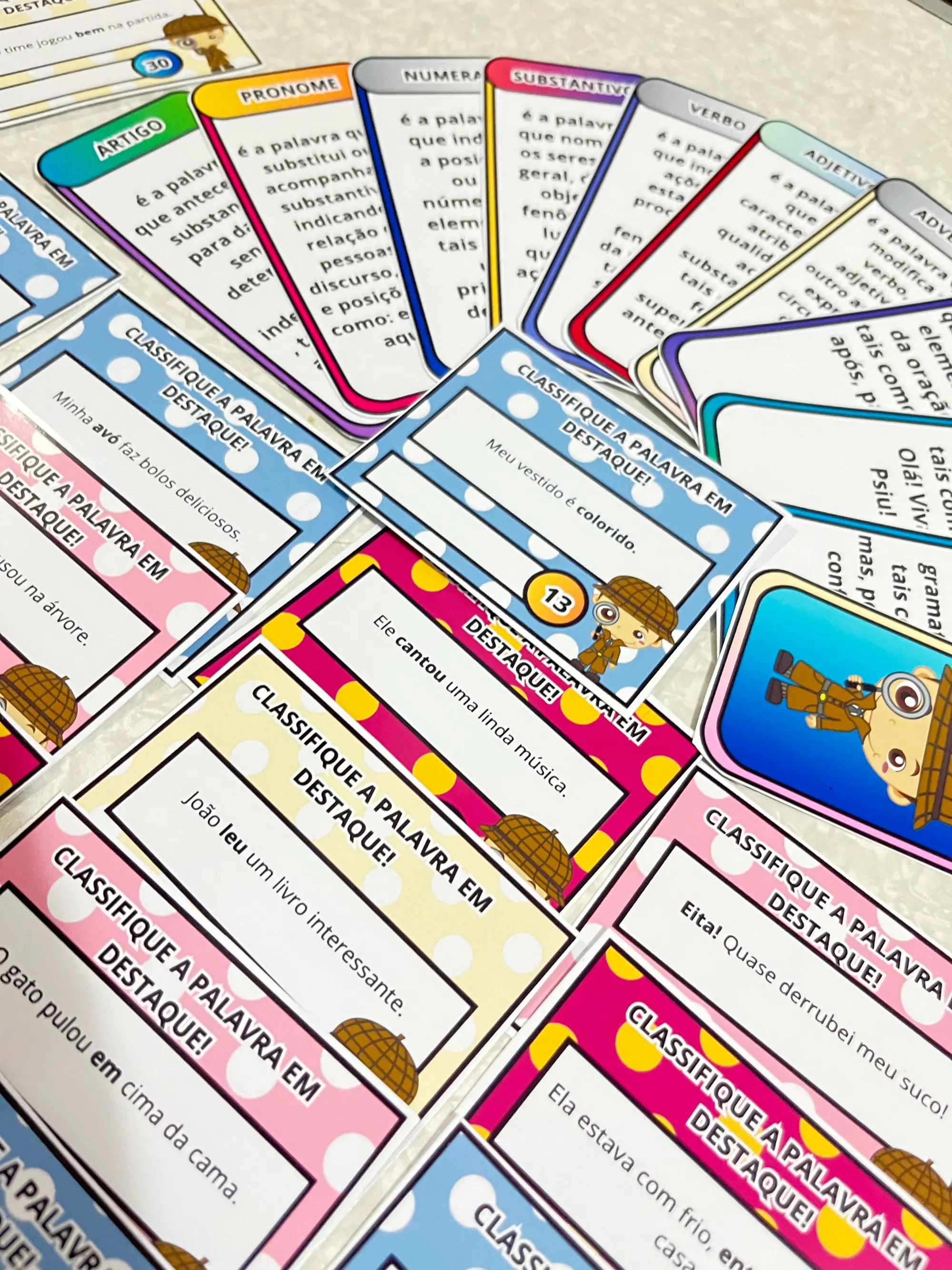 Classes Gramaticais – Jogo Pedagógico com 30 Desafios e Gabarito — amostra 3: Recurso pedagógico sobre Classes Gramaticais…
