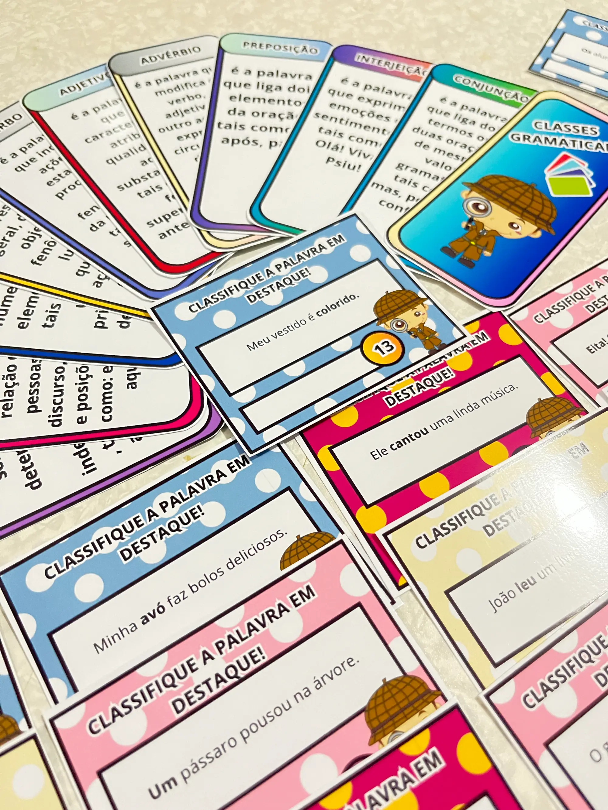Classes Gramaticais – Jogo Pedagógico com 30 Desafios e Gabarito — amostra 4: Recurso pedagógico sobre Classes Gramaticais…