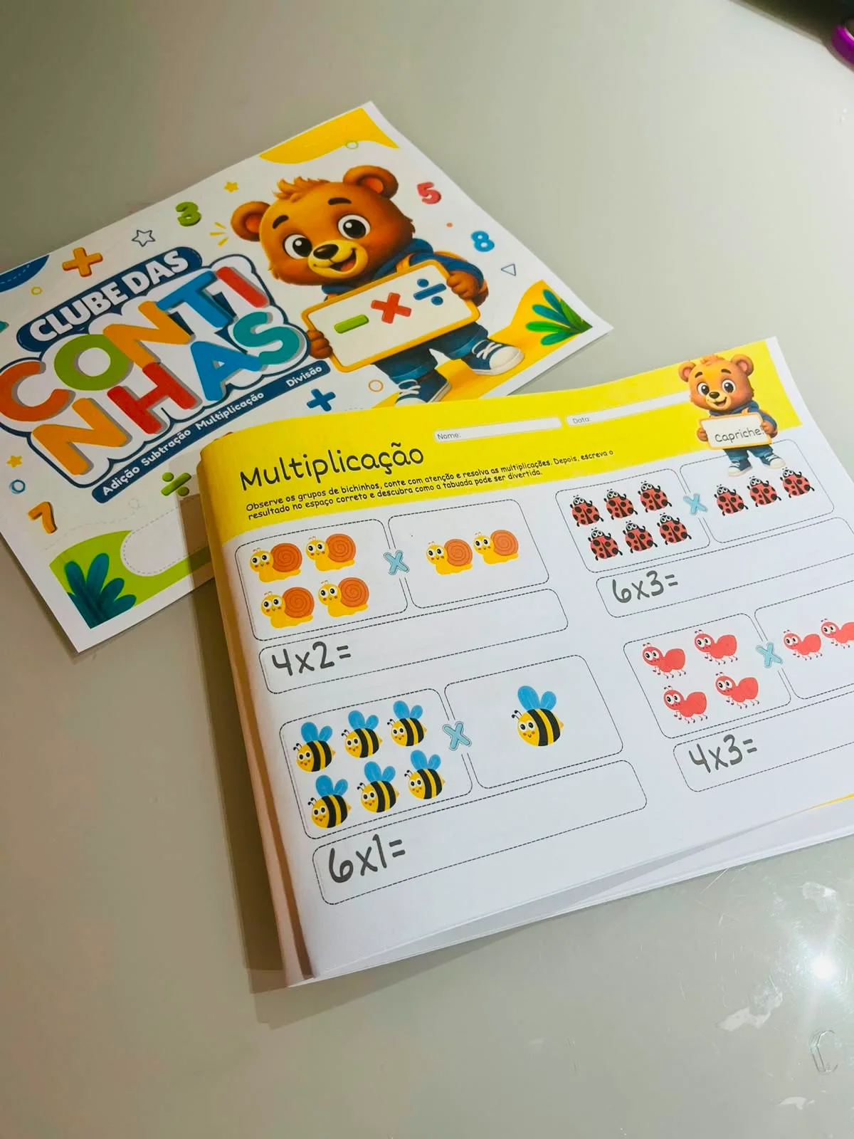 CLUBE DAS CONTINHAS — amostra 3: 🧮 CLUBE DAS CONTINHAS 🐻🔢 Seu aluno precisa praticar Matemática, mas uma folha cheia de…
