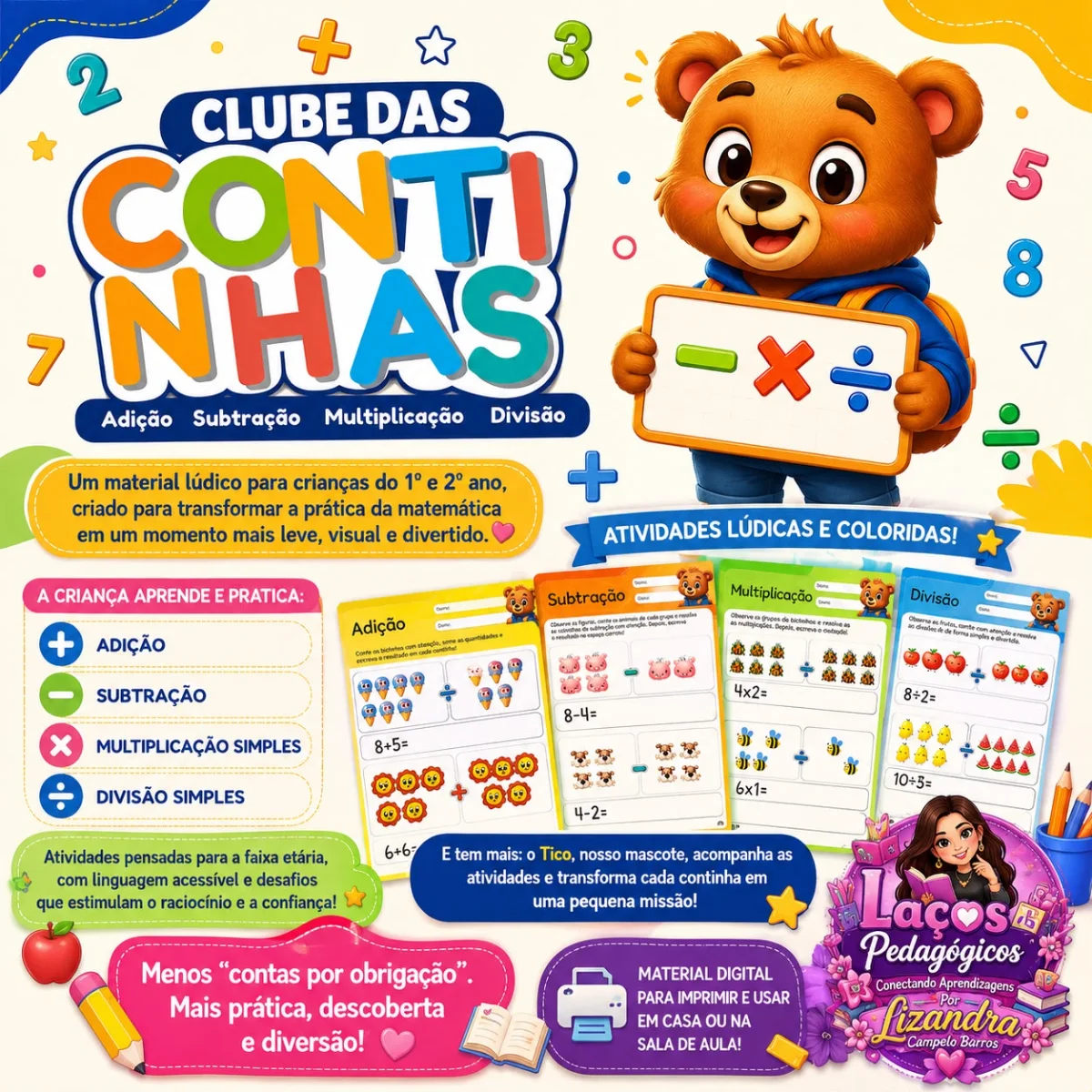 CLUBE DAS CONTINHAS — Alfabetização para Educação Infantil: 🧮 CLUBE DAS CONTINHAS 🐻🔢 Seu aluno precisa praticar…