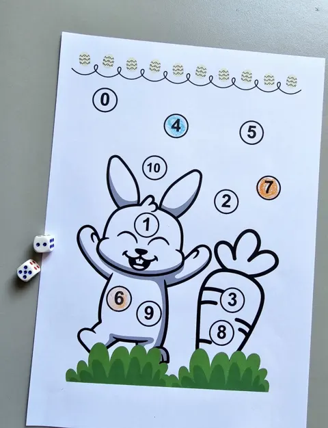 Coelho e números para colorir — capa do material