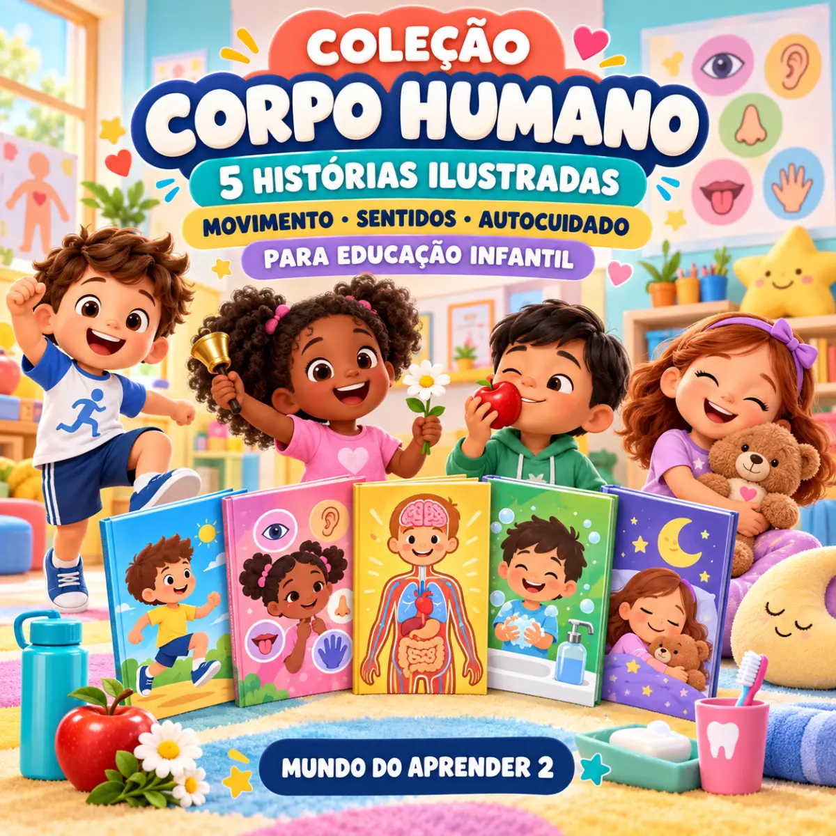 🧠✨ Coleção Corpo Humano — Atividades para Educação Infantil: Conheça a Coleção Corpo Humano, com 5 histórias ilustradas…