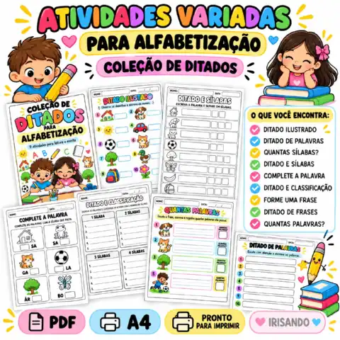 Coleção de Ditados para Alfabetização – 13 Atividades — amostra 1: Uma coleção preparada para tornar o trabalho com leitura…