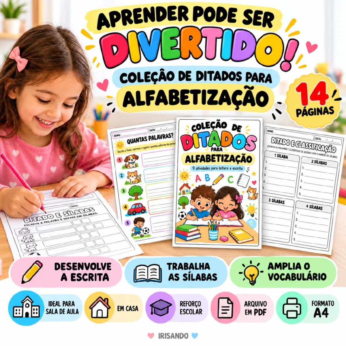Coleção de Ditados para Alfabetização – 13 Atividades — Alfabetização para 1º ano: Atividades variadas de ditado para…