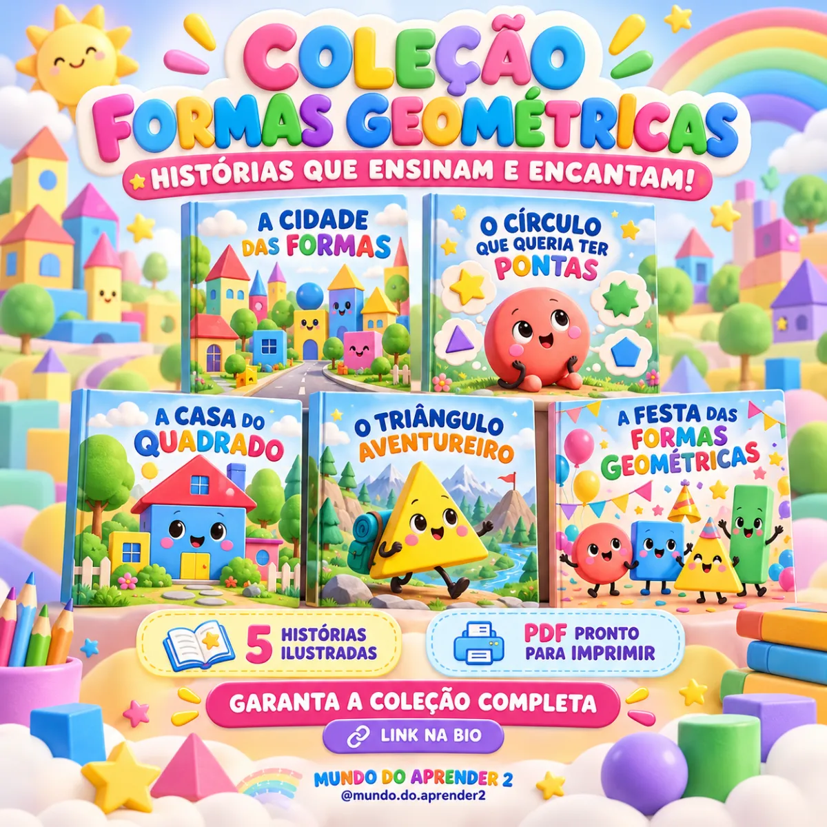 🔵🟨 Coleção Formas Geométricas🟩🔺 — Atividades para Educação Infantil: A Coleção Formas Geométricas apresenta círculos,…