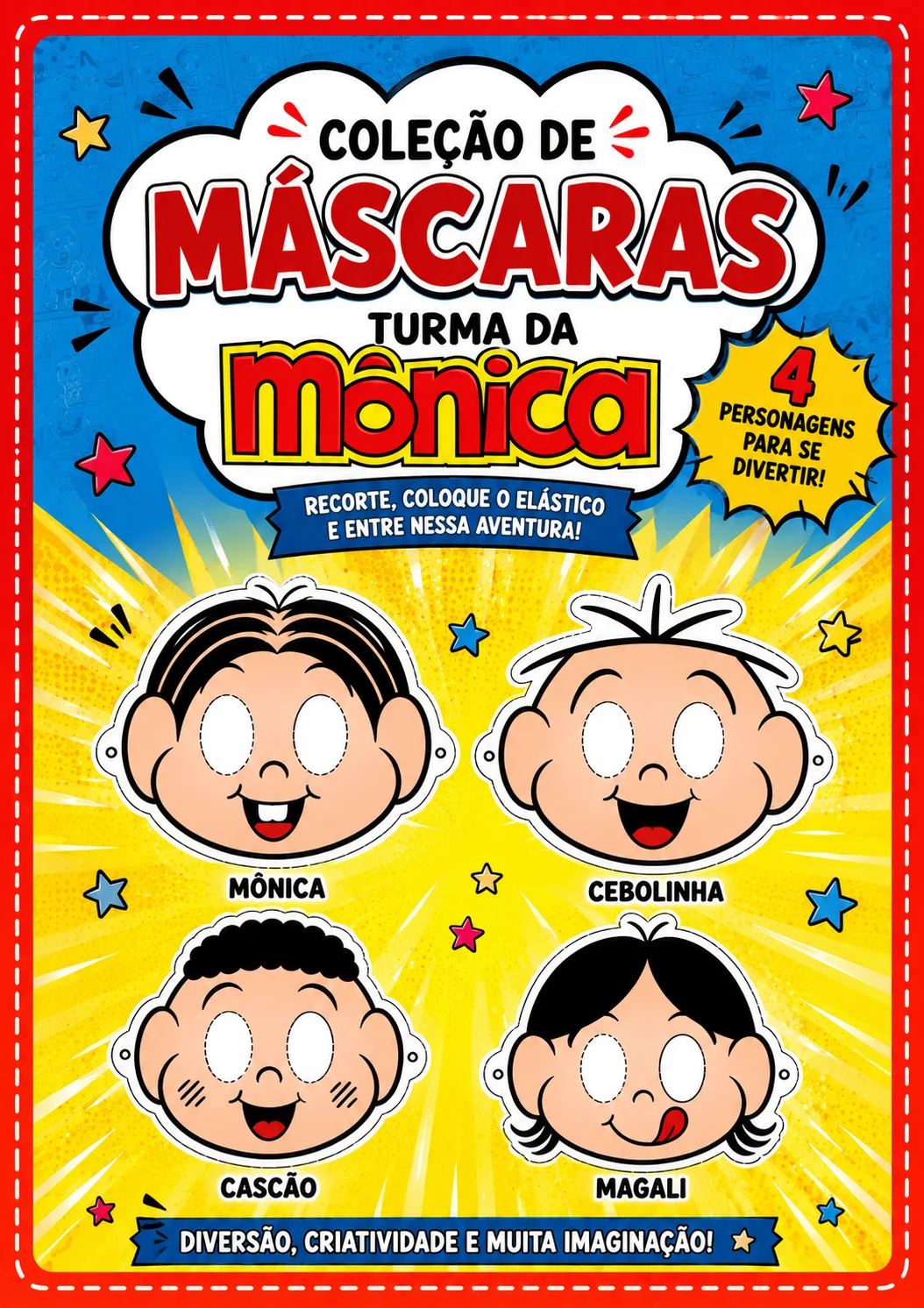 Coleção Máscaras: Inspirados na Turma da Monica. — História para Educação Infantil: Máscaras inspiradas na Turma da Mônica