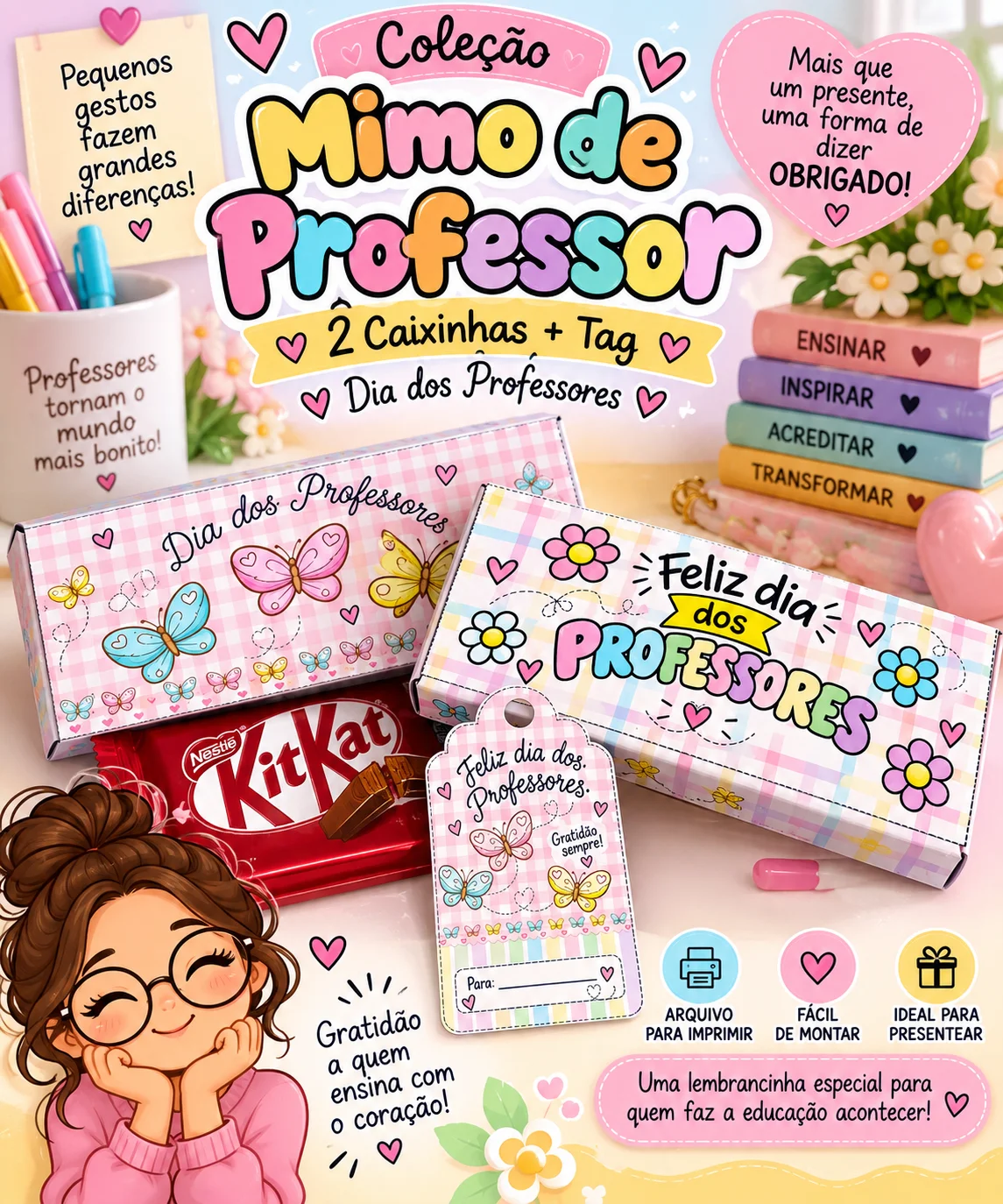 Coleção Mimo de Professor – Caixinhas para Chocolate + Tags | — capa do material