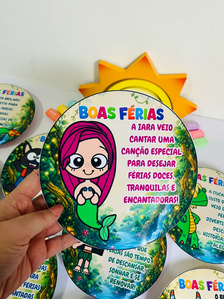 Coleção Pratinhos do Folclore - Lembrancinha de Férias — amostra 4: A turminha do folclore chegou com antecedência para…
