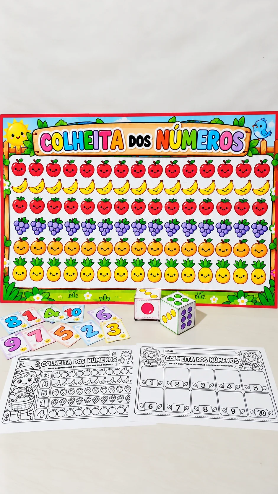Colheita dos Números – Jogo Matemático de 1 a 10 em PDF — amostra 1: 🍎🍇 COLHEITA DOS NÚMEROS – APRENDENDO MATEMÁTICA DE…