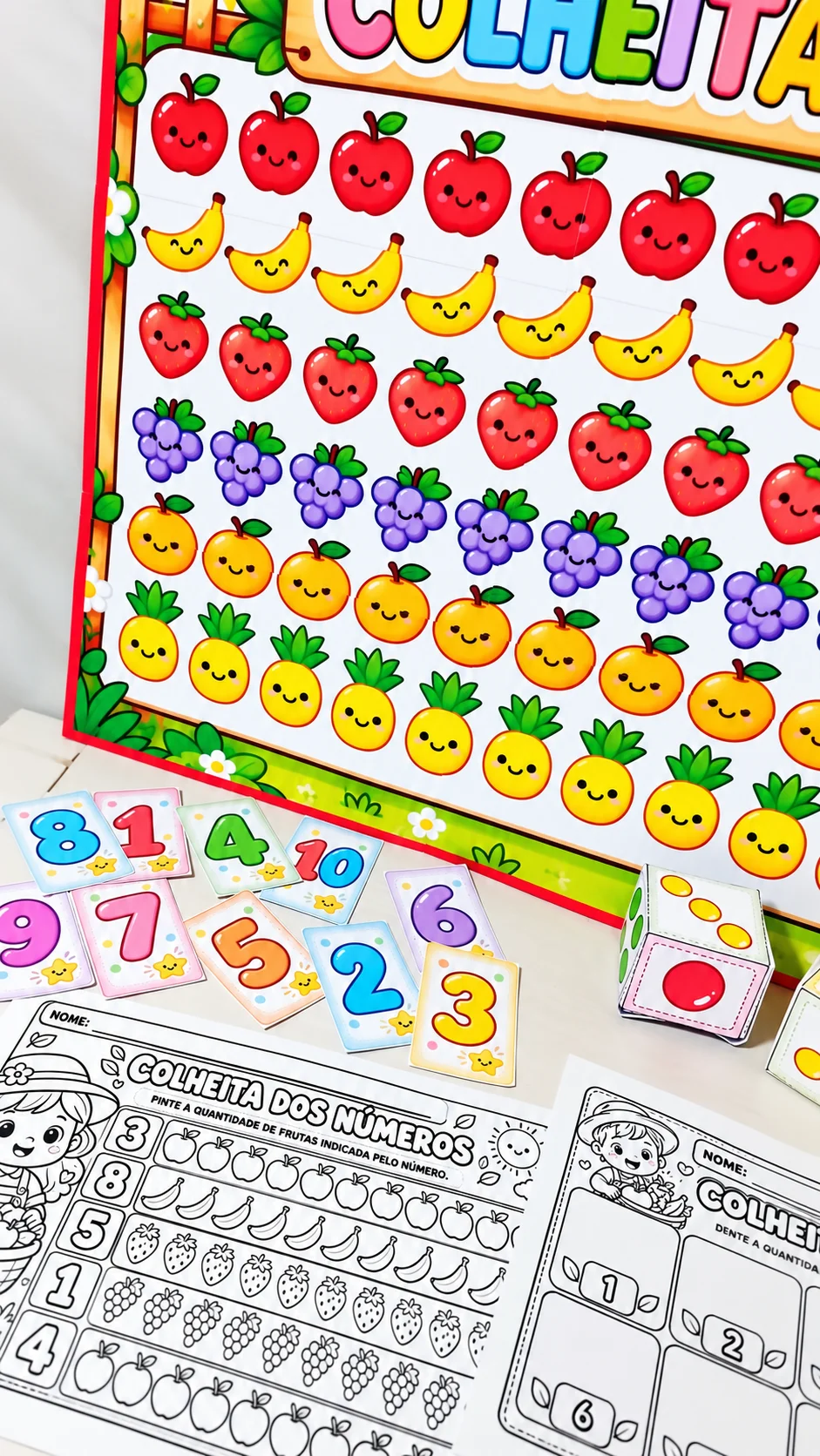 Colheita dos Números – Jogo Matemático de 1 a 10 em PDF — Alfabetização para Educação Infantil: Colheita dos Números em…