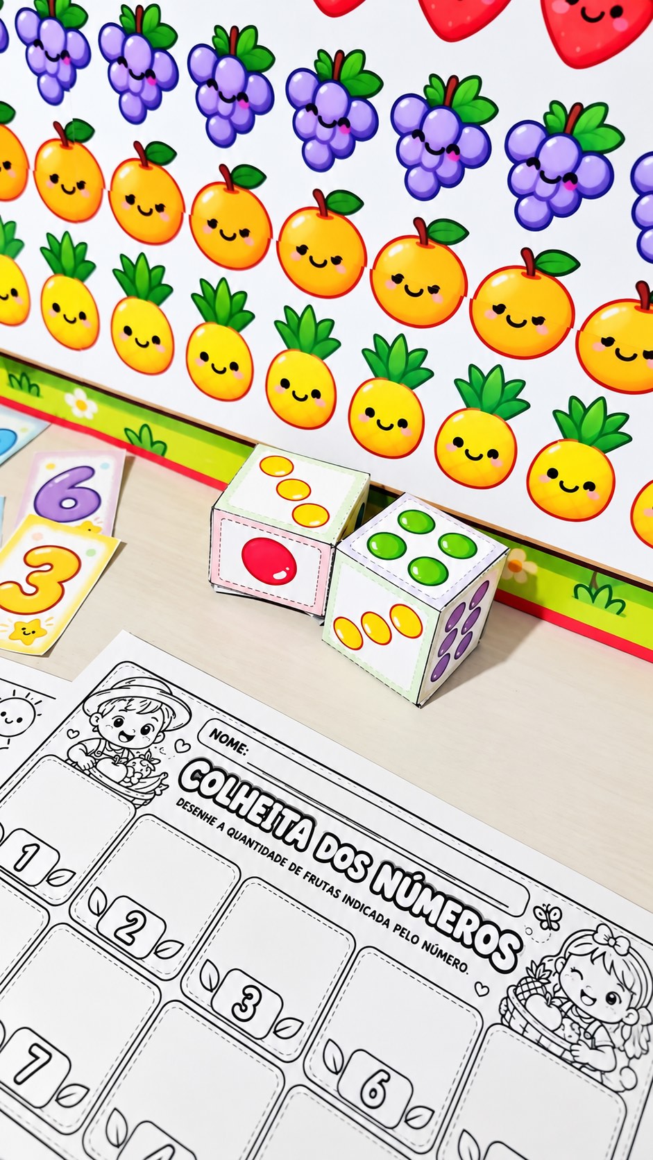 Colheita dos Números – Jogo Matemático de 1 a 10 — amostra 2: Recurso pedagógico lúdico para trabalhar números, quantidades…