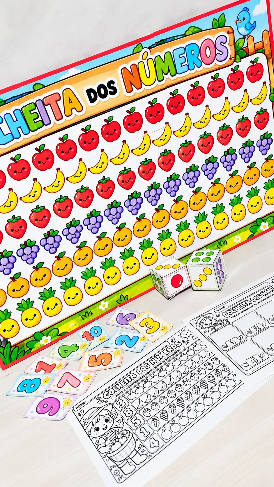 Colheita dos Números – Jogo Matemático de 1 a 10 — amostra 4: Recurso pedagógico lúdico para trabalhar números, quantidades…