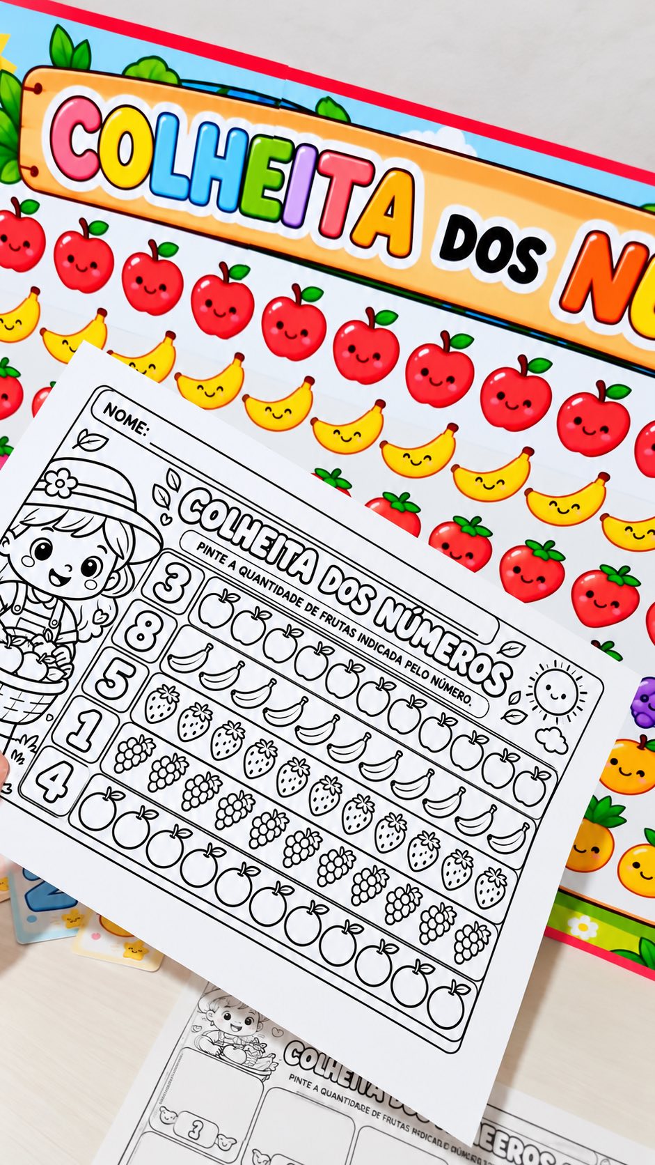 Colheita dos Números – Jogo Matemático de 1 a 10 — amostra 5: Recurso pedagógico lúdico para trabalhar números, quantidades…