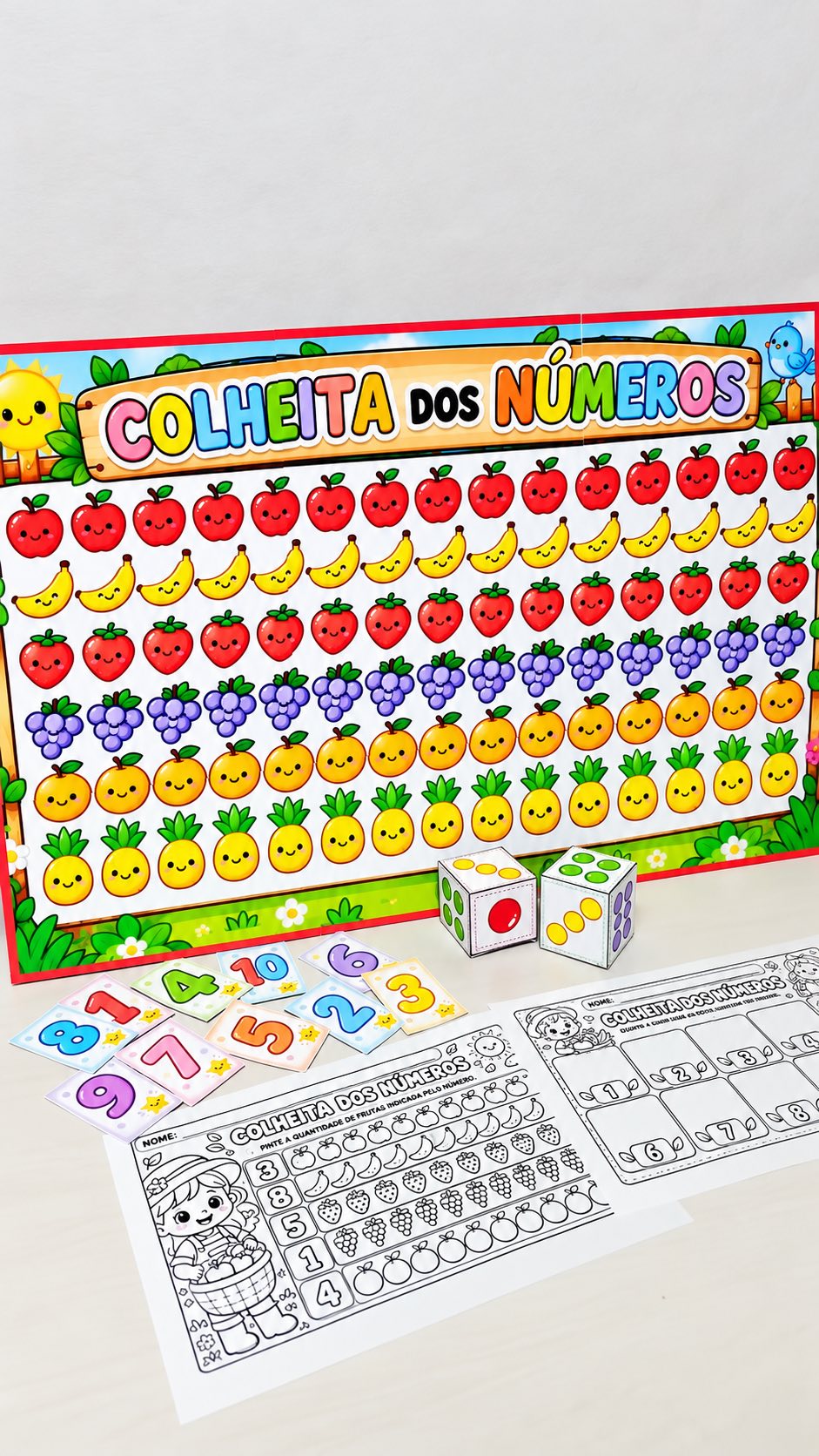 Colheita dos Números – Jogo Matemático de 1 a 10 — amostra 6: Recurso pedagógico lúdico para trabalhar números, quantidades…
