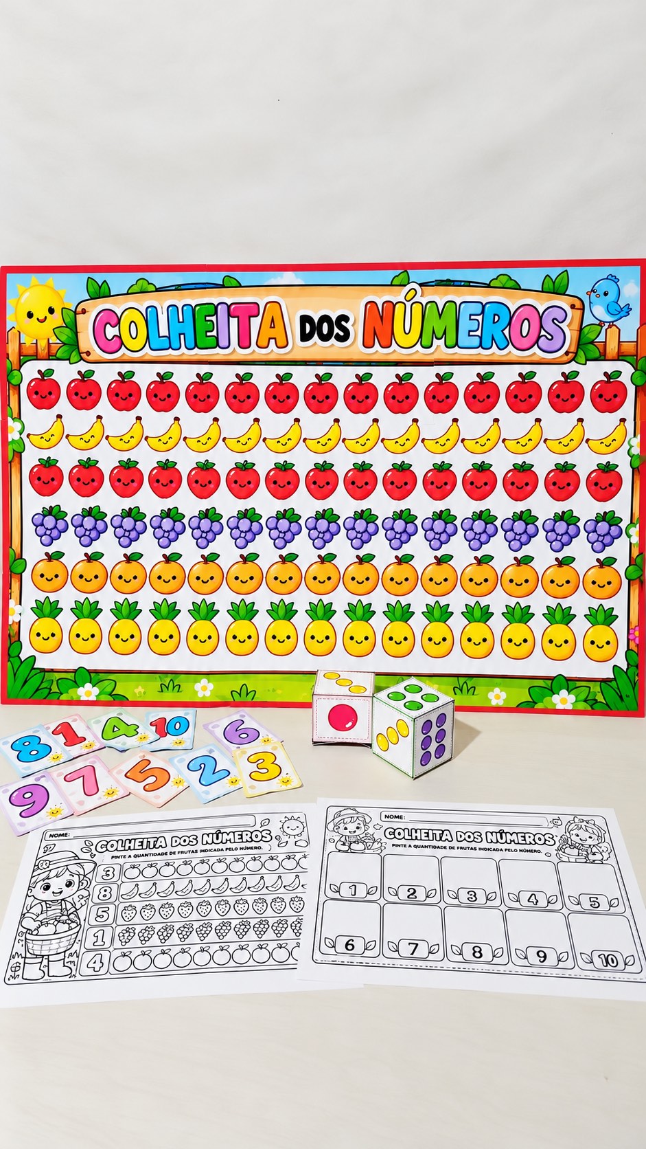 Colheita dos Números – Jogo Matemático de 1 a 10 — amostra 7: Recurso pedagógico lúdico para trabalhar números, quantidades…