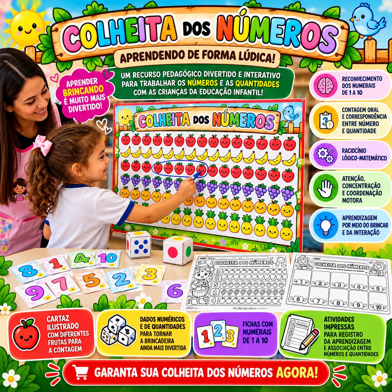 Colheita dos Números – Jogo Matemático de 1 a 10 — capa do material