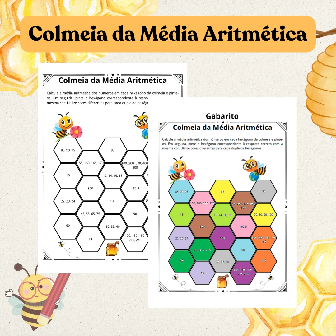 Colmeia da Média Aritmética – Atividade de Matemática em PDF — Matemática para Fundamental II (6º–9º): Torne a aprendizagem…