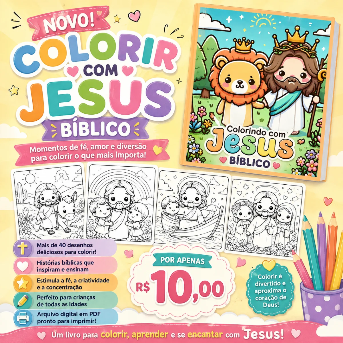 COLORINDO COM JESUS – BÍBLICO- ARTES LÚDICAS — Alfabetização para Educação Infantil: Que tal unir diversão, criatividade e…