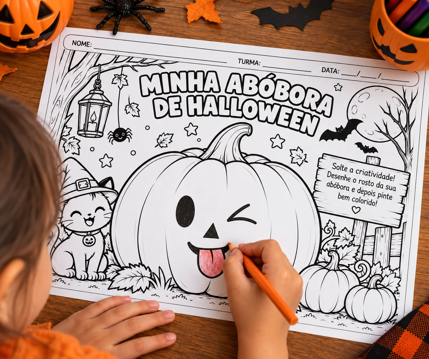 Colorindo o Halloween: 10 Atividades para Colorir e se Divertir — amostra 2: 10 atividades de Halloween para colorir, com…
